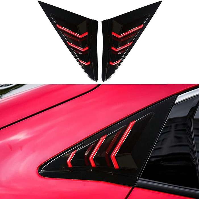 Rear Side Window Louvers Cover Stickers, for Hatchback 2016-2021 Window Blinds Trim, Carbon Fiber