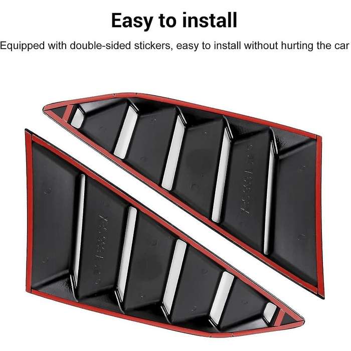 Rear Side Window Louvers Scoop Shades Cover Blinds for 2016-2021 Accessories, Bright Black