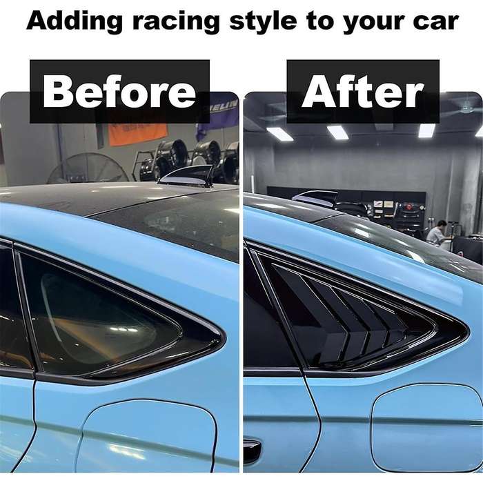 Rear Side Window Louvers Spoiler for Accord 2023 2024 11th Accessories Scoop Shade Cover - Bright Bl