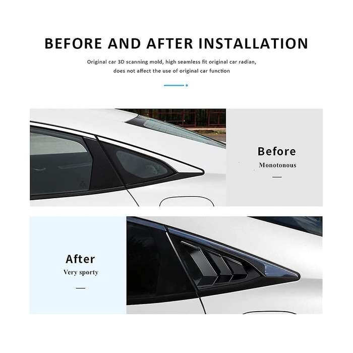 Rear Side Window Louvers for Sedan 2016-2021 Accessories Scoop Cover - Gloosy Black