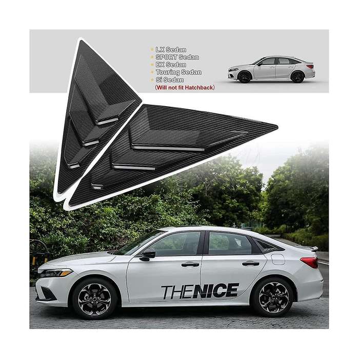 Rear Side Window Louvers Triangular Window Glass Blinds for Sedan 11th 2022 2023 - Abs Carbon Fiber