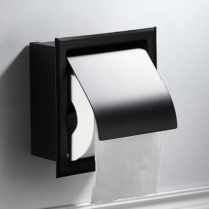 Recessed Toilet Paper Holder,Stainless Steel Double Roll Paper Box for Bathroom,Wall-Mounted Paper S