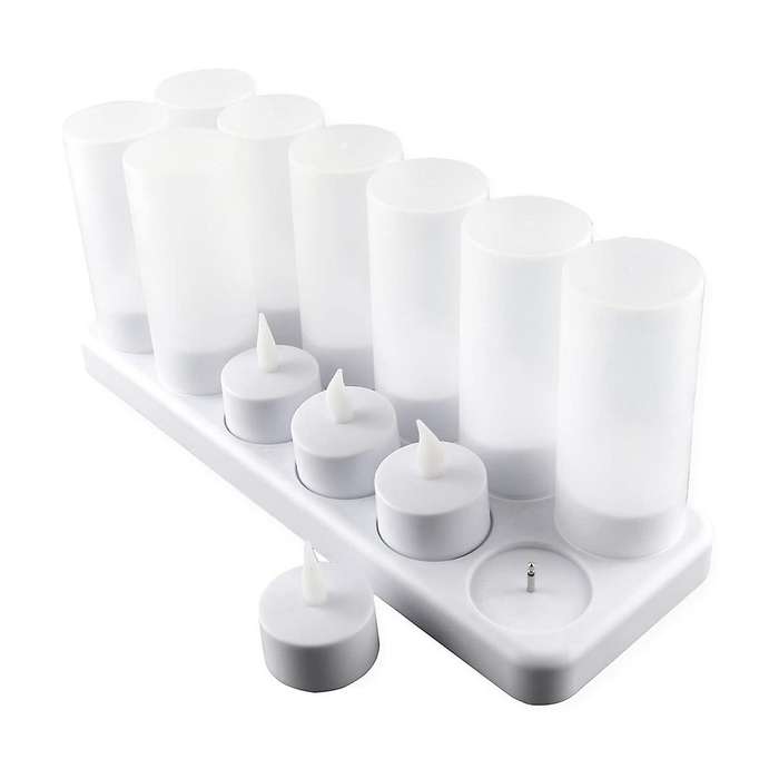Rechargeable Flameless Candle,12 Pcs Yellow Light Led Flickering Tea Lights&12 Frosted Cups,with Ch