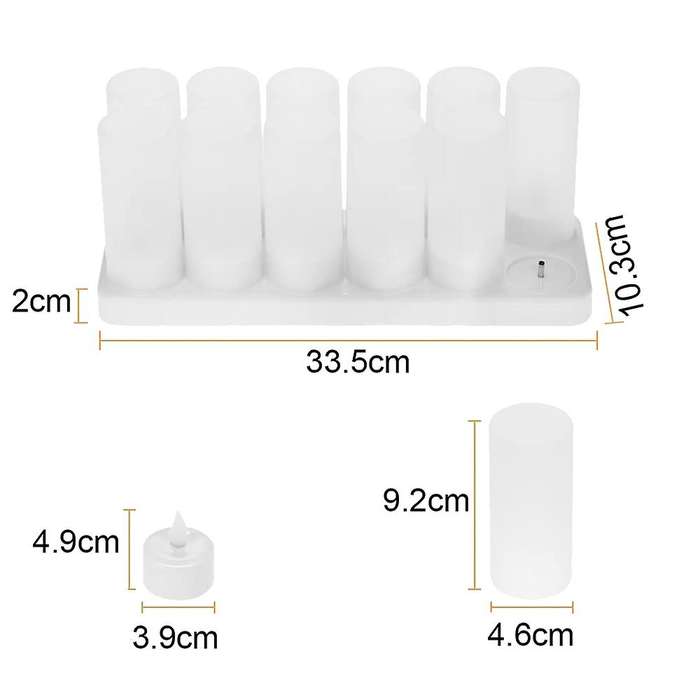 Rechargeable Flameless Candle,12 Pcs Yellow Light Led Flickering Tea Lights&12 Frosted Cups,with Ch