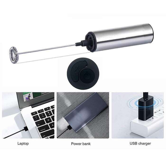 Rechargeable Electric Foam Maker Handheld Foamer 2 Speeds Drink Mixer for Coffee Electric Egg Beate