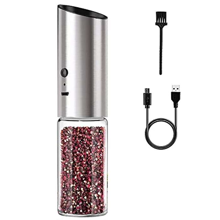 Rechargeable Salt and Pepper Mill Electric Pepper Mill USB Rechargeable Electric Salt Mill Adjustabl