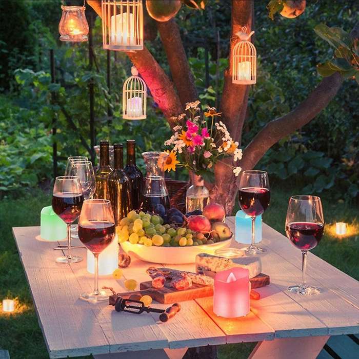 Rechargeable Tea Light Flickering Candles with Charging Base Like Real Candles, for Weddings