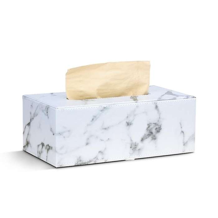 Rectangular Marble Pu Leather Facial Tissue Box Cover Napkin Holder Paper Towel Dispenser Container