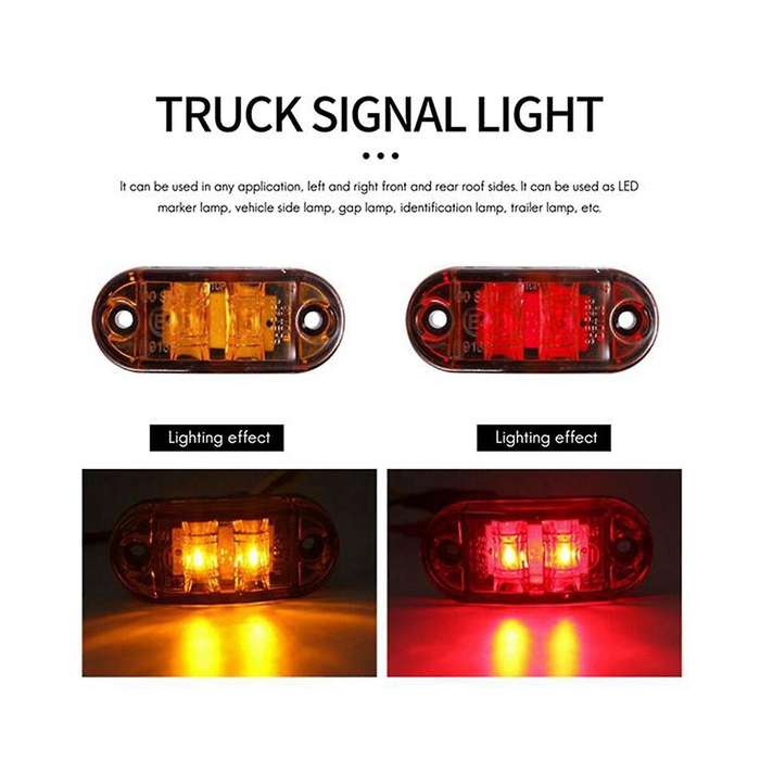 Red 2.5 Inch Oval Led Trailer Truck Clearance Light Side Marker Light 20pcs, Waterproof Marker Ind