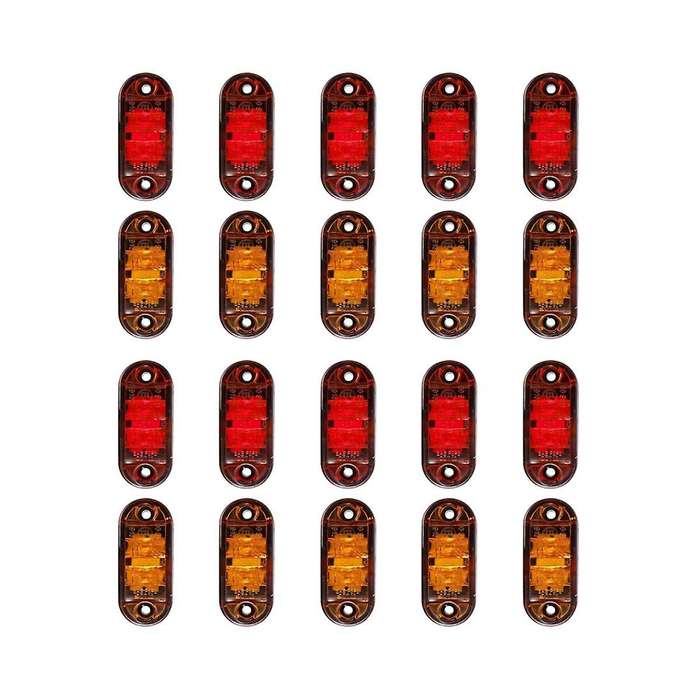 Red 2.5 Inch Oval Led Trailer Truck Clearance Light Side Marker Light 20pcs, Waterproof Marker Ind