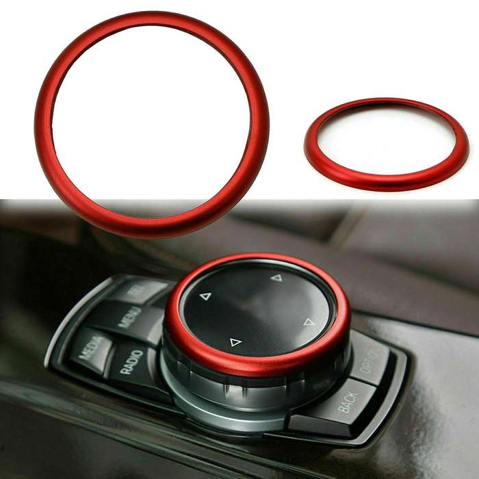 Red Aluminum Multimedia Knob Ring Compatible -BMW 1 2 3 4 5 6 7 Series X3 X4