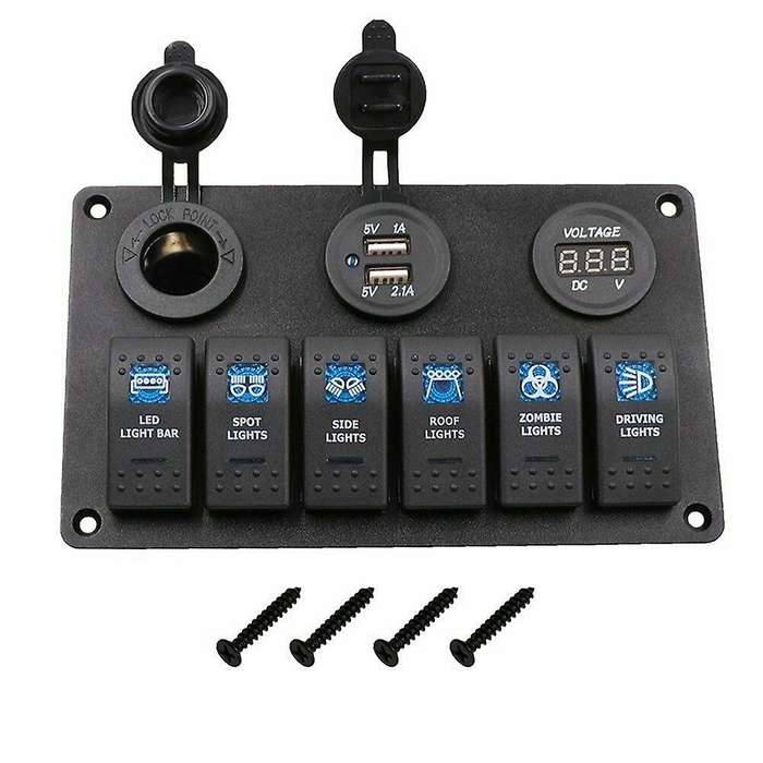 Refitting Vehicle 6Pin Multifunction Switch Panel Into Vehicle USB Digital Voltmeter