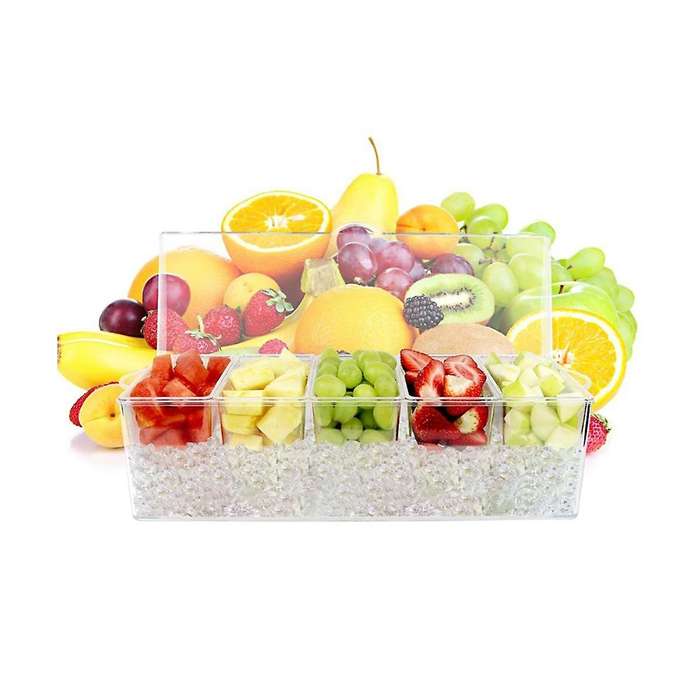 Refrigerated Condiment Plate Picnic -keeping Ice Box -grid Split Fruit Plate Seasoning Plate
