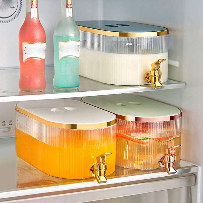 Refrigerator Drink Dispenser with Spigot Leakproof Plastic Water Container Cooling Beverage Dispens
