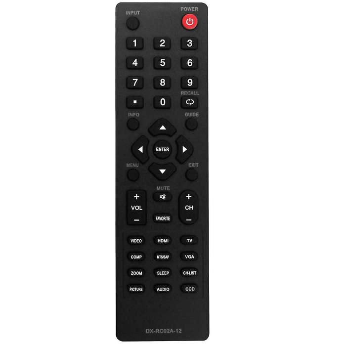 Replace Dx-rc02a-12 Remote Control for Dx-32e250a12 Dx-24e150a11 Dx-19ld150a11 Dx-l42-10a Dx-l40-10