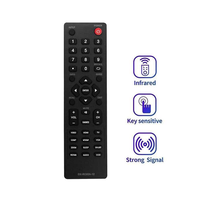 Replace Dx-rc02a-12 Remote Control for Dx-32e250a12 Dx-24e150a11 Dx-19ld150a11 Dx-l42-10a Dx-l40-10