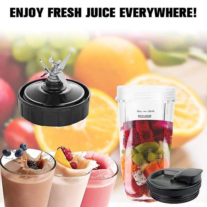 Replacement Blender Cups for Ninja Bn801-24 Cups with 7 Fins Blades Parts Fit for Ninja Bl480 Bl482