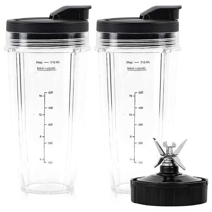 Replacement Blender Cups for Ninja Bn801-24 Cups with 7 Fins Blades Parts Fit for Ninja Bl480 Bl482