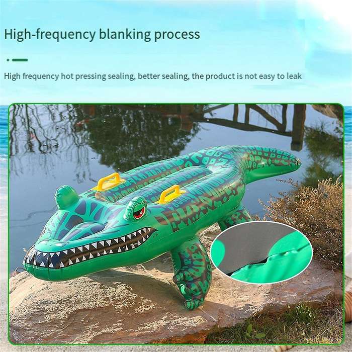 Reptile Ride on Toys, Crocodile Inflatable Pool Float for Kids, Fun Beach and Pool Toy, Giant Infla