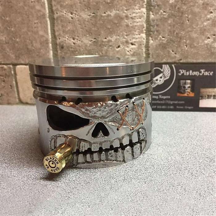 Resin Carved Skeleton Sculpture Ornament Cosplay Halloween Piston Skull Face Sculpture Figurine Art