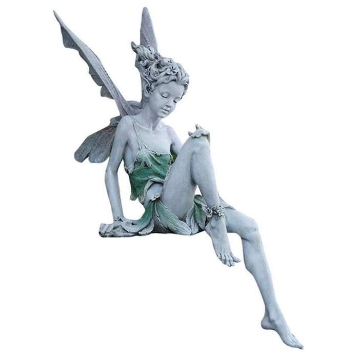 Resin Crafts, Flower Fairy Garden Ornaments, Turek Sitting Fairy Statue