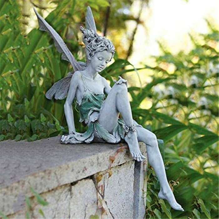 Resin Crafts, Flower Fairy Garden Ornaments, Turek Sitting Fairy Statue