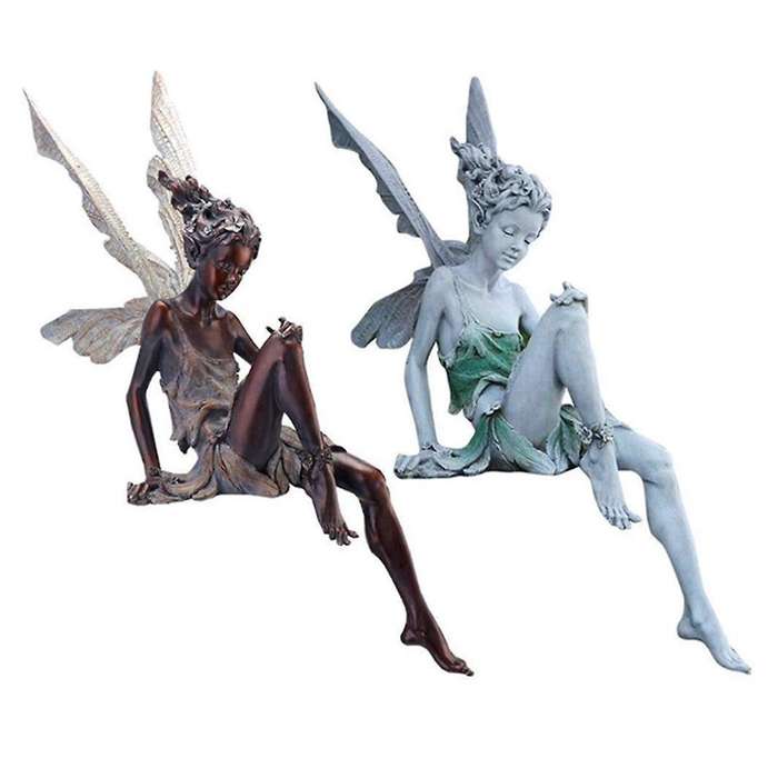 Resin Crafts, Flower Fairy Garden Ornaments, Turek Sitting Fairy Statue