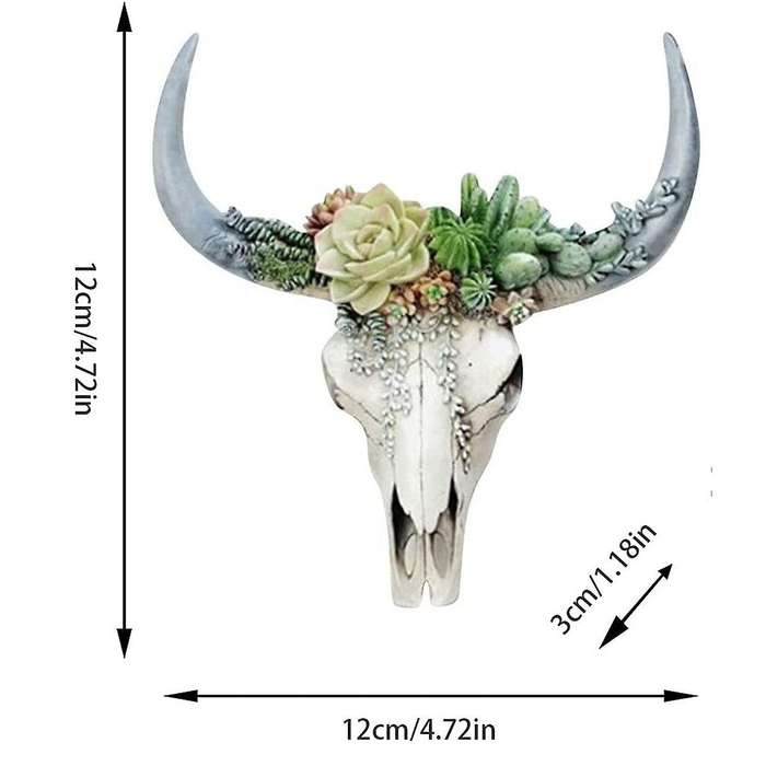 Resin Longhorn Cow Skull Head Wall Hanging Decor Flower Cow Skull Wall Decor Nursery Decor Resin Orn