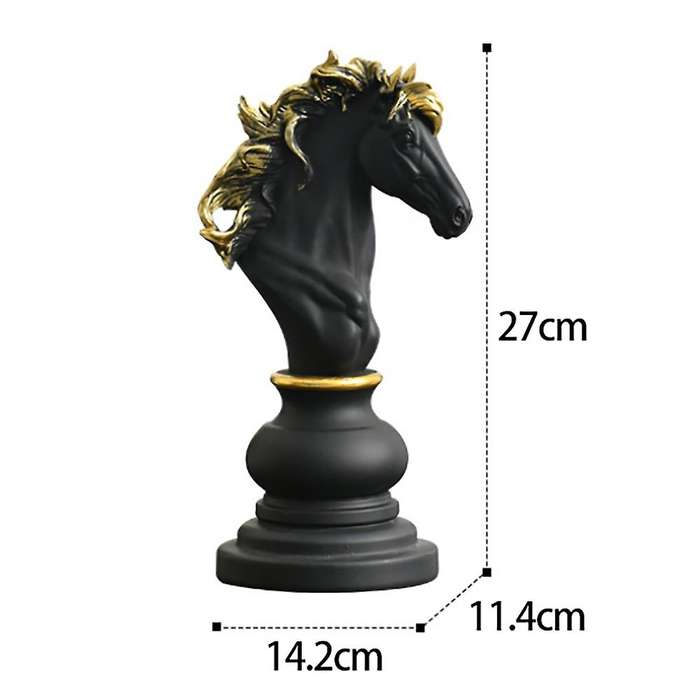 Resin Retro Chess Figurine for Interior Knight Sculpture for Art Ornaments Home Decoration black L