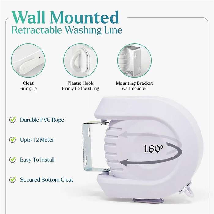 Retractable Clothesline, Clothesline Indoor and Outdoor Laundry Line Double Clothesline, 60 Inches
