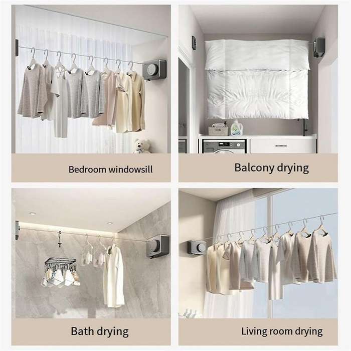 Retractable Clothesline Indoor, Clothes Line Retracting Heavy Duty Clothes Wall Mounted Stainless St