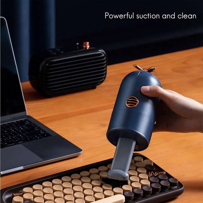 Retro Vacuum Cleaner Wireless Multifunctional USB Charging Large Suction Desktop Vacuum Cleaner,Gree