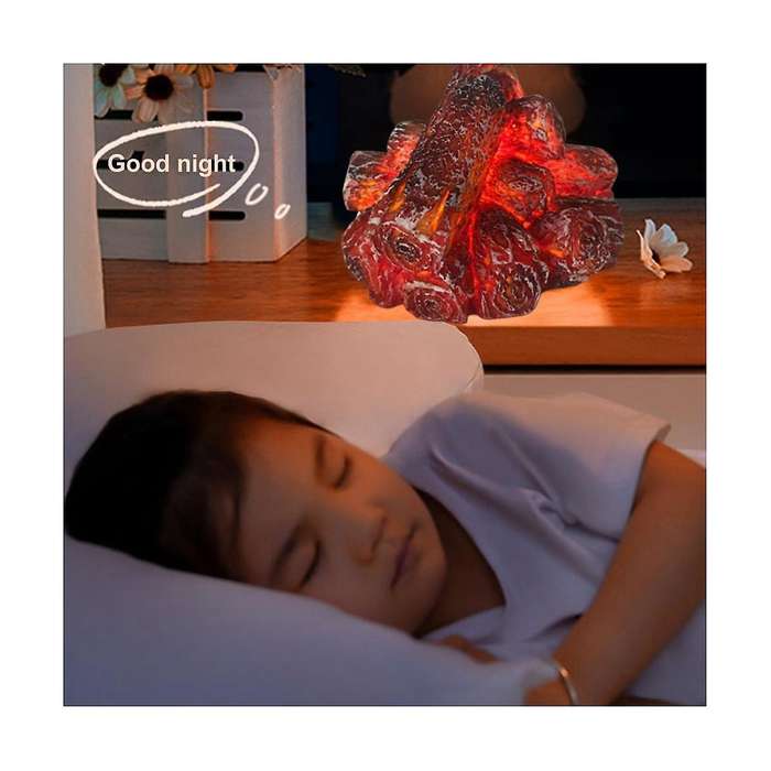 Reusable Practical Led Simulated Fireplace Charcoal Lamp Safe Night Light Realistic for Living Room