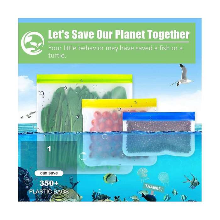 Reusable Storage Bags - 12 Pack Leakproof Freezer Bags Free Reusable Freezer Bags for Travel