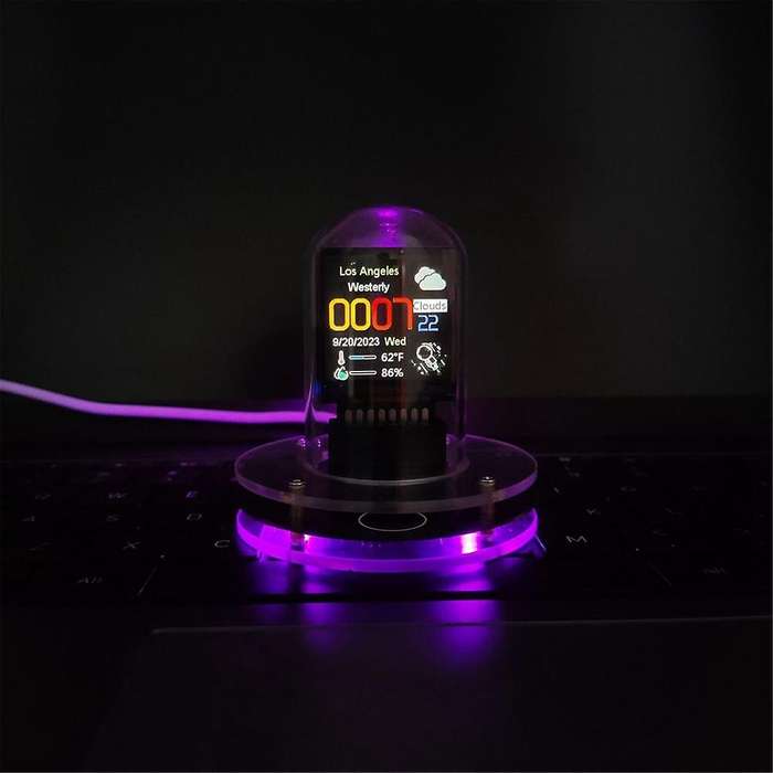 RGB Nixie Tube Clock Smart WIFI Networked LED Light-Emitting IPS Color Screen DIY Analog Digital Tub