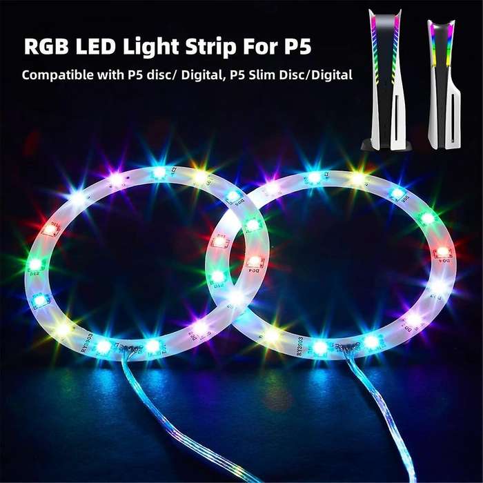 RGB LED Light Strip for / Slim Console, IR Remote/APP/USB 3 Methods, DIY Decoration Accessories