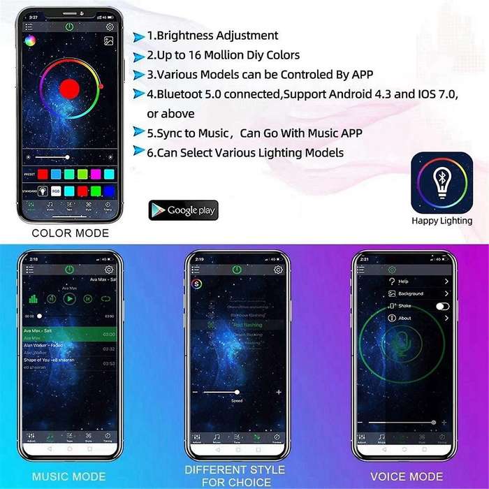 Rgb Rock Lights, Multicolor Underglow Lights Kit with App Control Flashing Music Mode Waterproof Whe