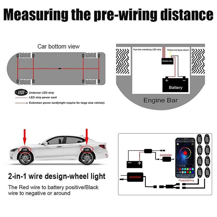 Rgb Rock Lights, Multicolor Underglow Lights Kit with App Control Flashing Music Mode Waterproof Whe