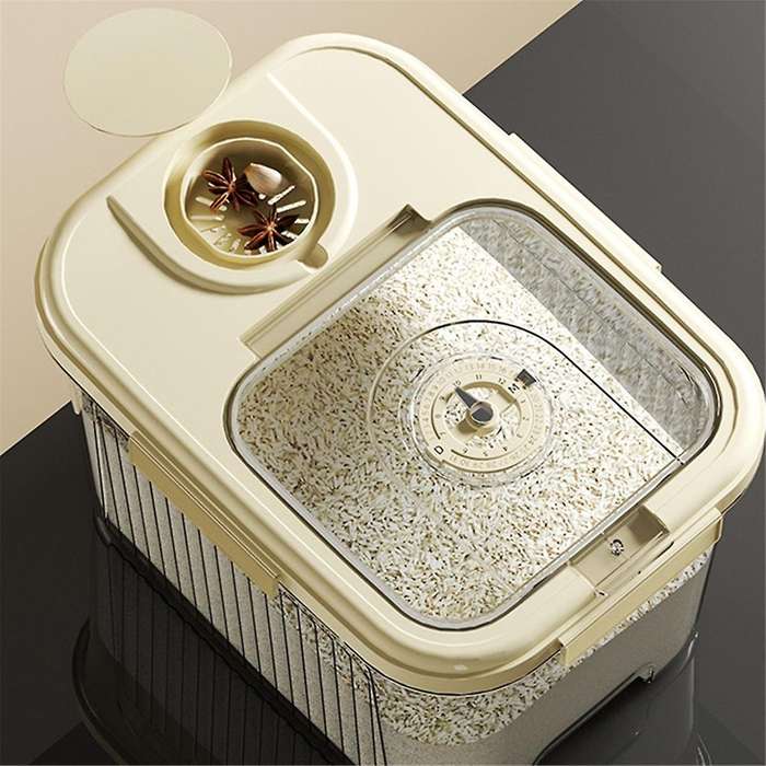 Rice Container, Rice Storage Box Plastic Food Tip Sealed Proof for Kitchen