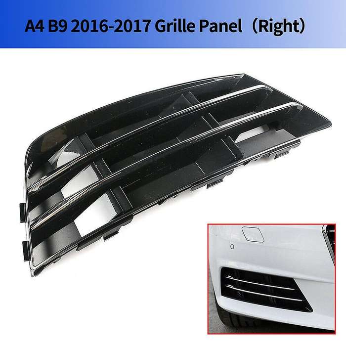 Right Front Bumper Fog Light Grille Grill, with Chrome Panel for  A4 B9 2016-2017 Fog Lamp Cover 8W0
