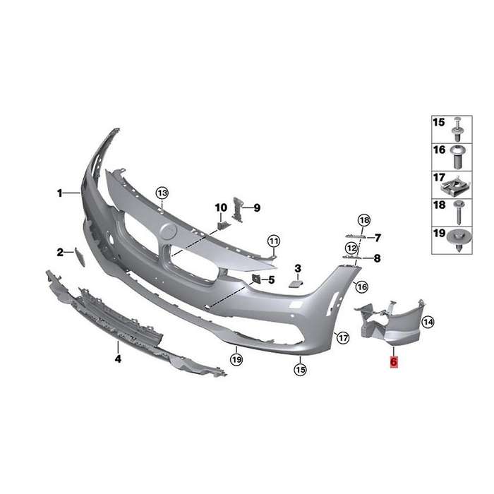 Right Front Fog Light Lamp Bracket 51117386362 for 3-Series F30 F31 2016-2017 Bumper Guide Positioni