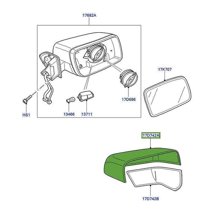Right Wing Rearview Side Mirror Cover Cap for 4 2 Range Sport 2010-2016 Chrome