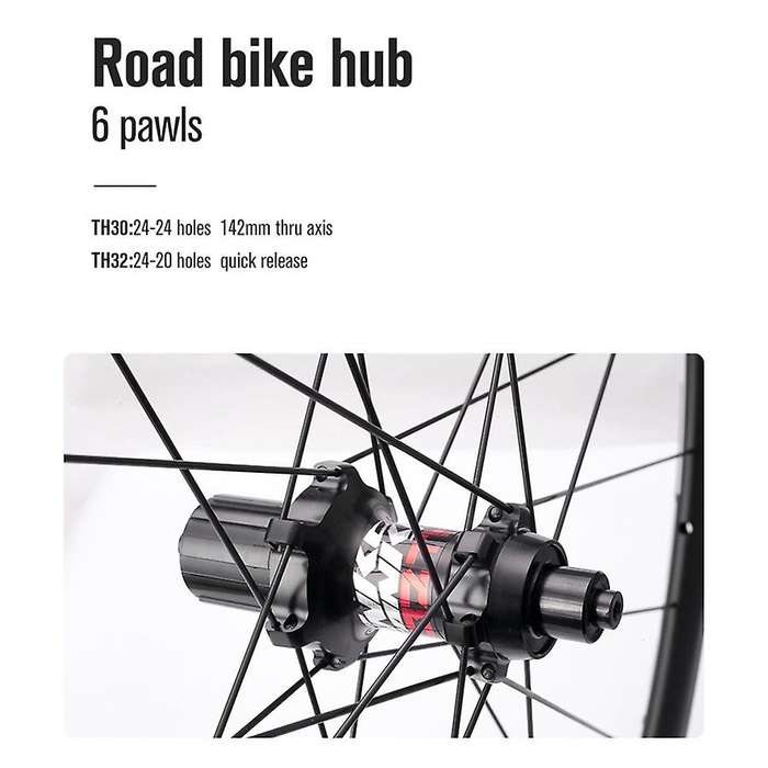 Road Bike 24 Holes Hub Aluminum Alloy Hub 6 Pawls 6 Bearing 72 Rings Clicks CNC Straight Spokes Disc