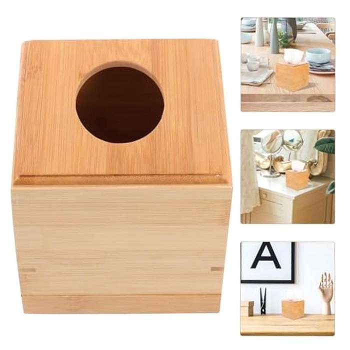 Roll Wooden Square Tissue Box Tissue Paper Holder Farmhouse Tissue Case Bathroom Tissue Holder Woode