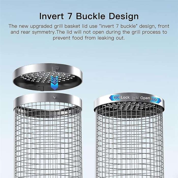 Rolling Grilling Basket Camping Barbecue Rack Stainless Steel Rolling Grilling Baskets for Outdoor R