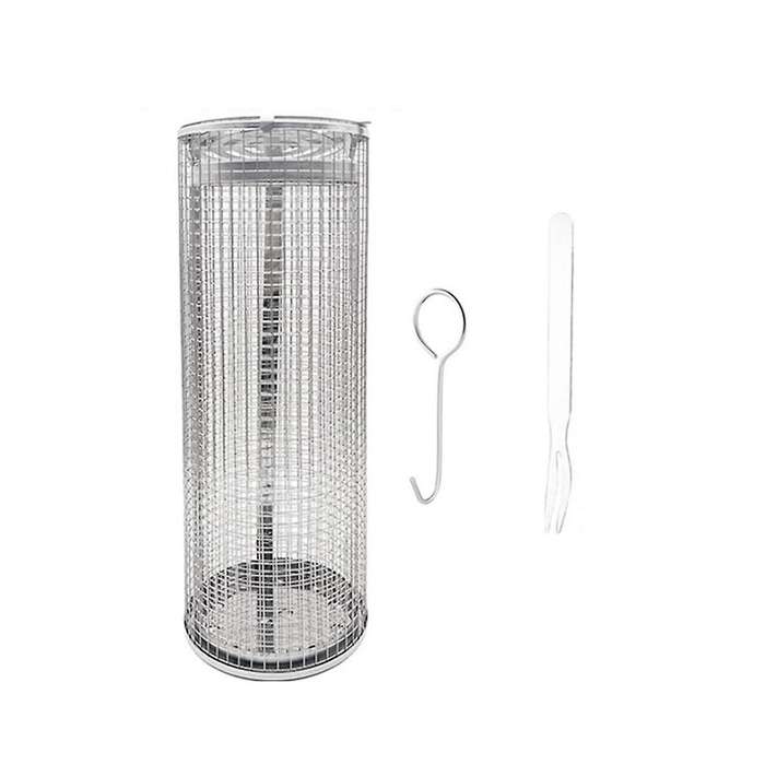 Rolling Grilling Basket for Outdoor Grilling,bbq Rolling Grilling Mesh Cylinder for Barbecue Meat Ve