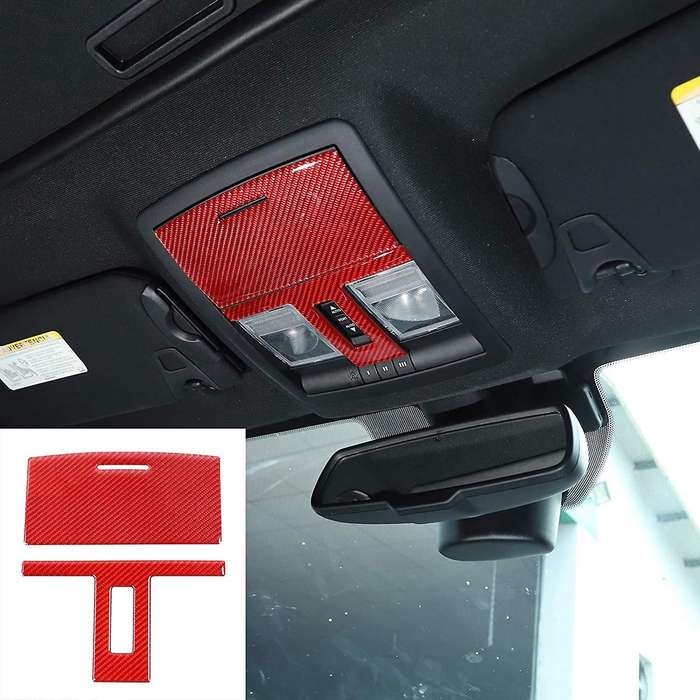 Roof Reading Light Trim Cover Top Read Light Inner Decoration Trim for 2015-2021 Red Real Carbon Fib