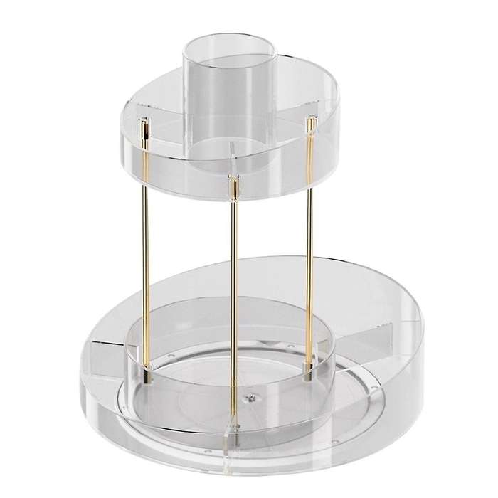 Rotating Makeup Organizer for Vanity Storage 2 Tier Bathroom Counter Cosmetic Skincare Perfume Count
