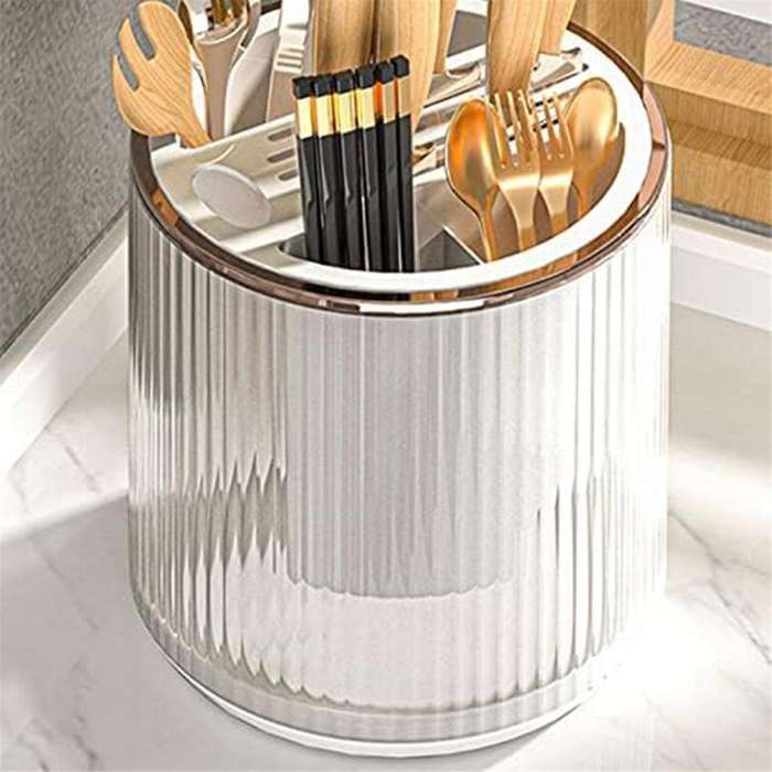 Rotating Utensil Capacity Kitchen Utensil Holder Flatware and Utensil Storage Cooking Utensil Organi