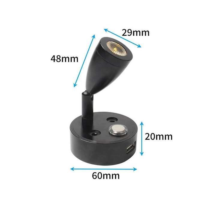 Rotating Reading Light Warm White Car Rotating Wall Light Touch Dimming RV Light Charging Port Boat